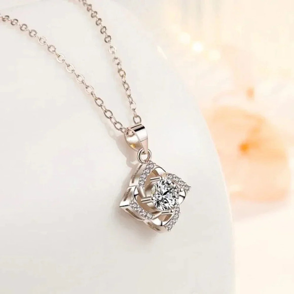 925 Sterling Silver Diamond Pendant Necklace - Picture 2 of 4